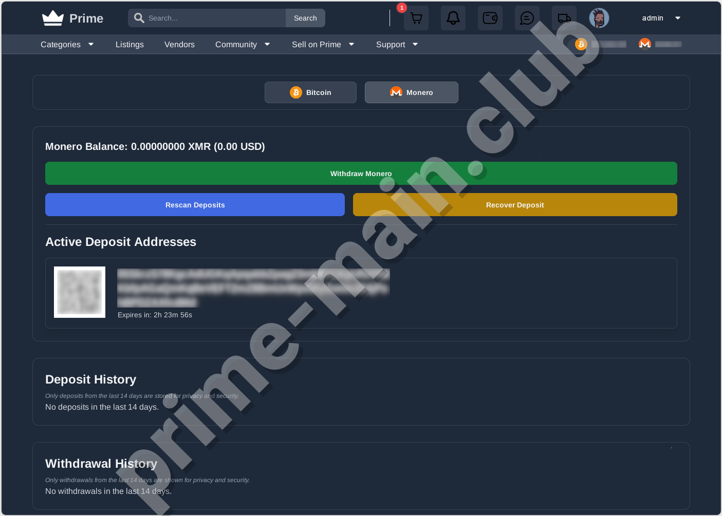 Prime integrated XMR wallet 2026